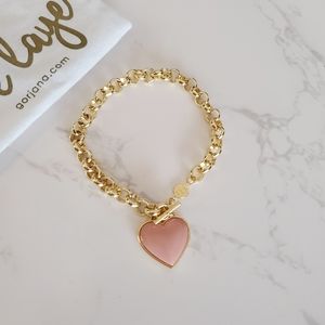 NWT Gorjana 18k yellow gold plated Kara pink heart bracelet